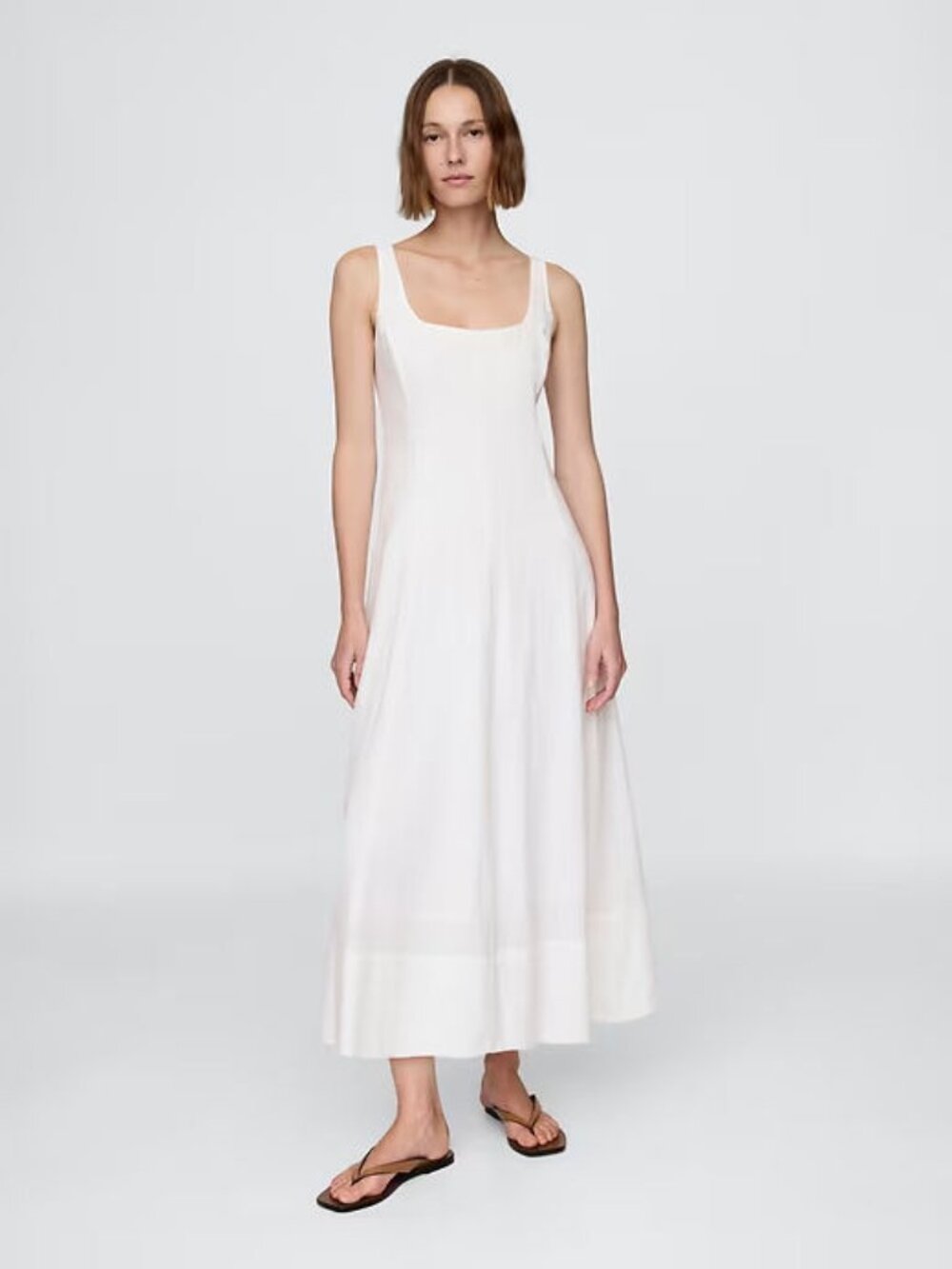 GAP Linen-Blend Square-Neck Maxi Dress